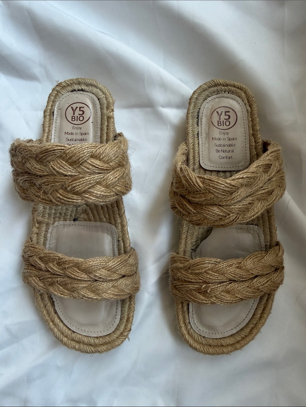 Braided Jute Espadrille Slides Made in Spain Size 41